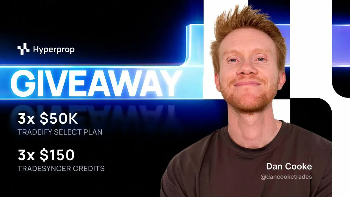 dancooketrades's tweet photo. 🔔$150,000 GIVEAWAY🔔 

I’ve teamed up with Hyperprop to give away:  

3x 50k Tradeify SELECT plans 
3x $150 Tradesyncer credits  

To enter:

• Follow @hyperpropcom &amp; @dancooketrades  
• Like &amp; repost 
• Comment “DONE”

You have 72 hours ⏳ https://t.co/3yYeIifUVh