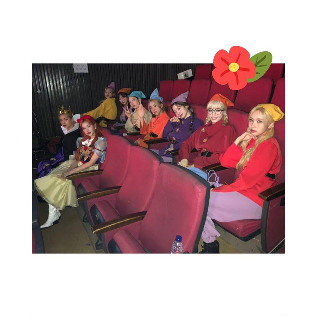 todayintwice's tweet photo. 6 years ago today, DAHYUN posted this OT9 photo of TWICE as Snow White, the Seven Dwarfs, and The Evil Queen on Instagram from their Music Bank performance. https://t.co/krO7OWflwX