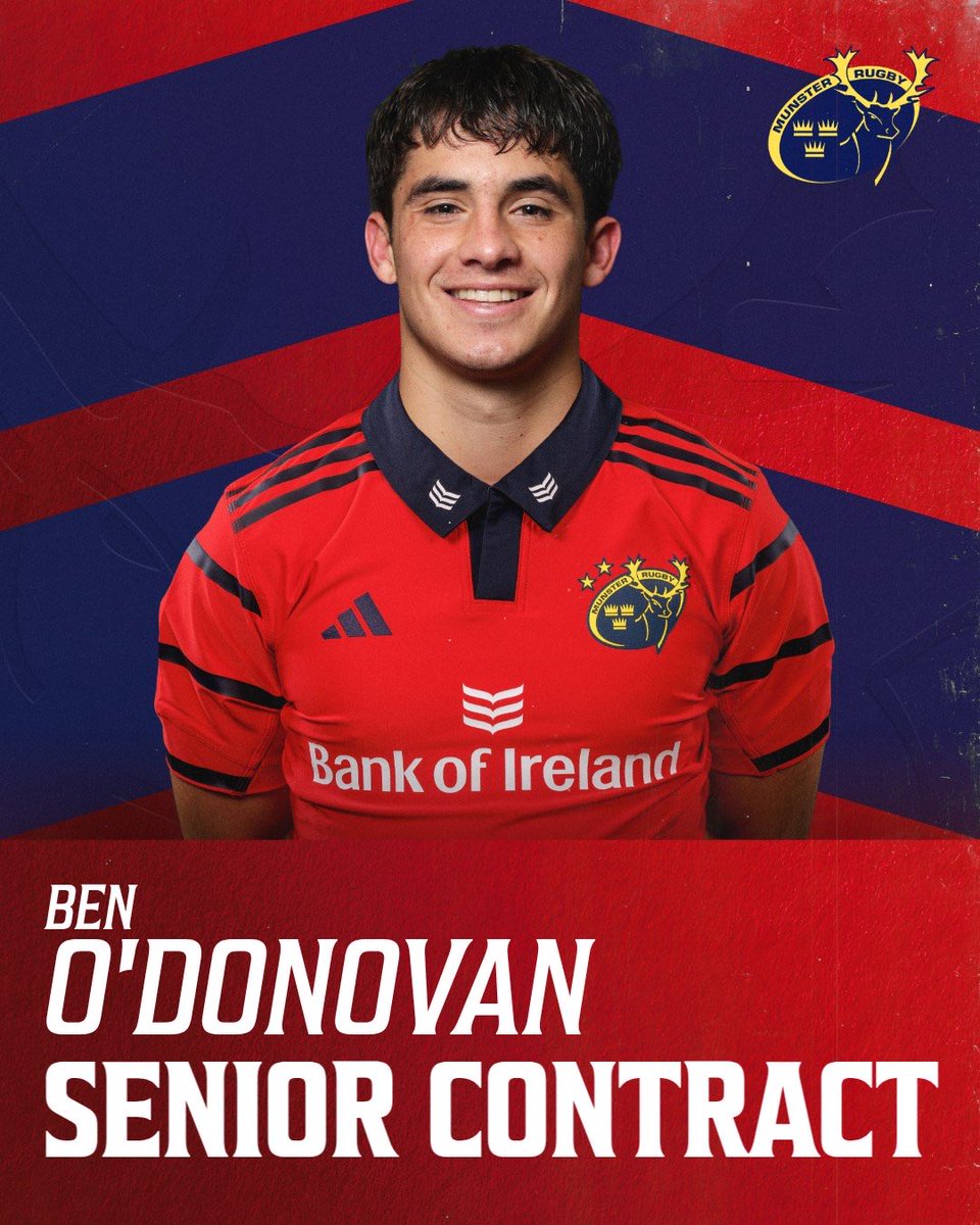 Munsterrugby's tweet photo. Ben O’Donovan moving 🆙

21-year-old Academy scrum-half Ben O’Donovan has signed a new contract keeping him at Munster until 2028 🙌

See full details: https://t.co/E5EtTThfxc

#SUAF 🔴 https://t.co/tXDsSnxdbL