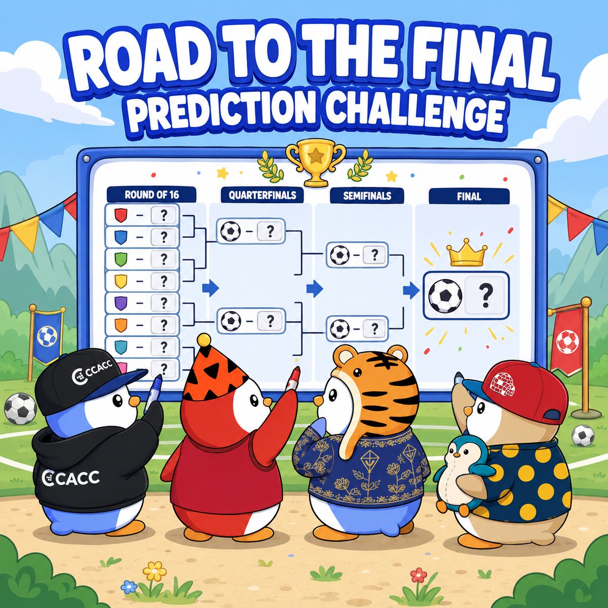 ccacc_hub's tweet photo. ⚽ Can you predict the Road to the Final?

🏆 250 USDT Prize Pool!

Predictions open on 8 July at 8:00 AM (MYT).

Predict the 4 Semi-finalists, 2 Finalists, Champion, and the total goals scored in the Final for a chance to win a share of the 250 USDT Prize Pool.

Presented by CCACC × @pudgymalaysia  as part of the ChainVibe Series.

📝 Submit your predictions:
 https://t.co/uyd79LUl6X
👇 Full rules & scoring in the thread below.

#WorldCup2026 #Football #Web3 #Malaysia