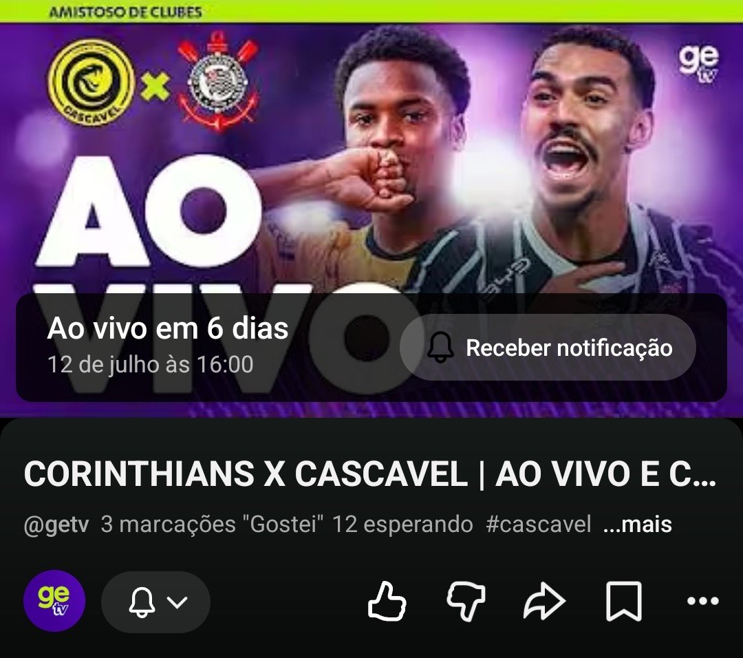elyelsccp's tweet photo. A GETV vai transmitir ao vivo e com imagens o jogo do Corinthians contra cascavel no YouTube. https://t.co/aiXgph2GOy