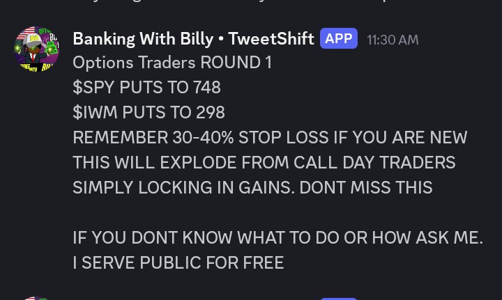 $SPY PUTS UP 130% 💎💎💎💎💎
$IWM PUTS UP 66% 🔥🔥🔥🔥
Too easy  | TEAMWORK 🤓
Remember 30-40% stop loss if you are new
I added my entry alert with date and tim