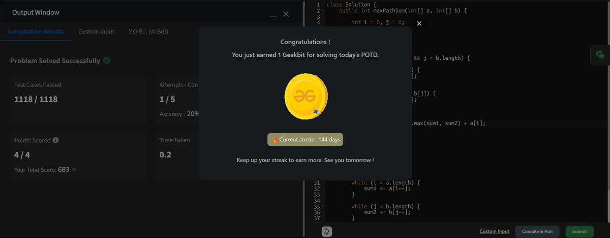 Siddhesh_2110's tweet photo. Day 216 🚀
✅ LC POTD
✅ GFG POTD
✅ CF 1x Problem
CF Insight (Brr Brrr Patapim):
The first permutation element is the only number missing from the first row.
Once found, reconstruct the remaining permutation directly from the grid.
#Day216 #DSA #Codeforces #LeetCode https://t.co/sSkWgPqQnD