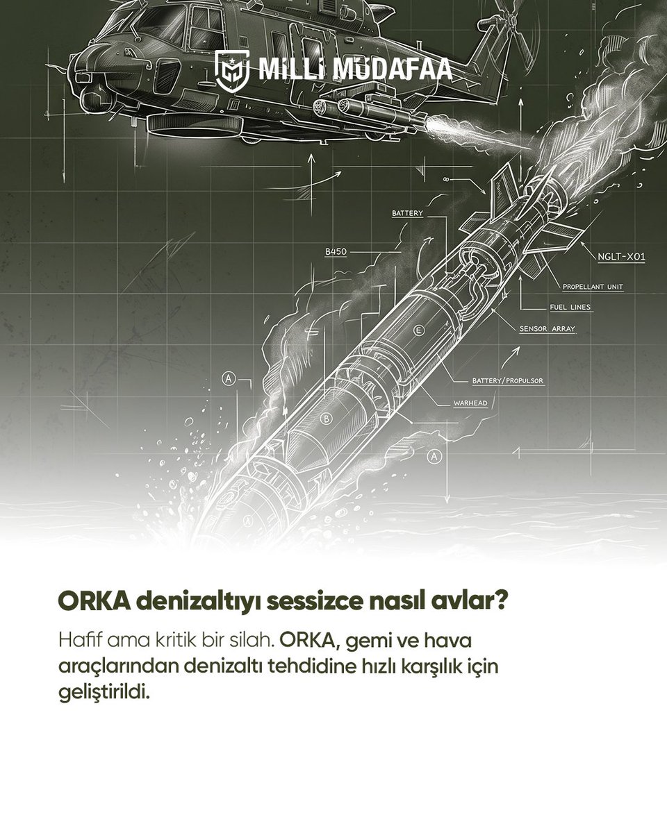 millimudafaa_tr's tweet photo. ORKA, Türkiye’nin sualtı harp kabiliyetinde yalnızca yeni bir mühimmat geliştirmediğini; akıllı güdüm, kompakt tasarım ve deniz platformlarına uyumlu hafif torpido mimarisi gibi kritik alanlarda ulaştığı mühendislik seviyesini gösteren stratejik bir sistemdir. 

Bu mühimmatın önemi, sadece hedefi vurma kabiliyetinde değil; deniz karakol uçakları, helikopterler ve diğer platformlar için esnek ve etkili bir angajman seçeneği sunmasında yatıyor. Türk mühendisliği burada yalnızca bir torpido değil, sualtı savaşında yerli ve modern bir çözüm ortaya koyuyor.

Yasal Bilgilendirme

Bu içerik, resmî açıklamalar ve açık kaynak savunma analizleri temel alınarak hazırlanmıştır. Kamuya açıklanmayan teknik detaylara ilişkin değerlendirmeler, açık kaynak yorumlarına dayanmaktadır.

#millimüdafaa #savunmasanayii #türkmühendisliği #yerlimilli #orka #torpido