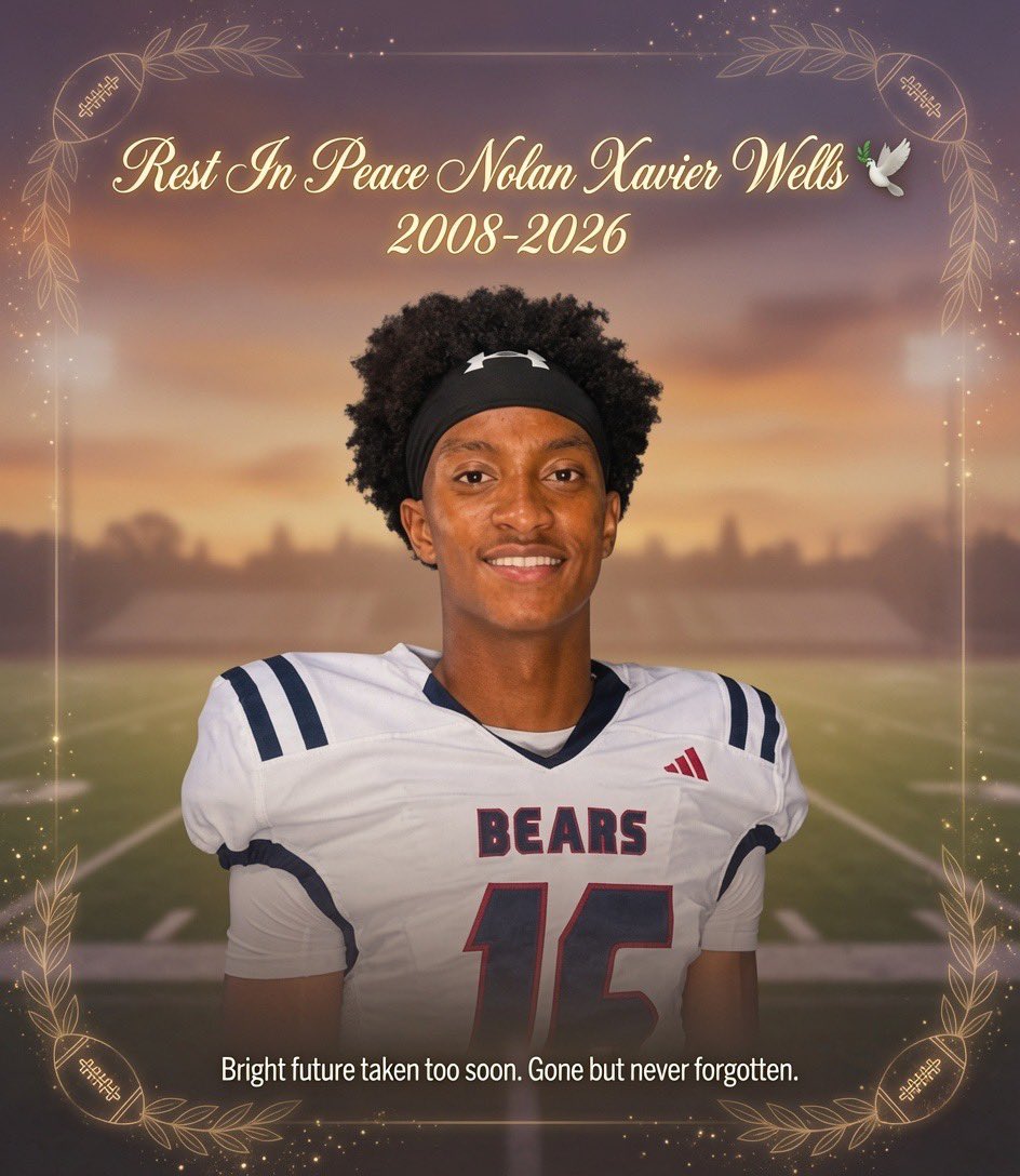 for_NolanWells's tweet photo. RIP Nolan Xavier Wells 🕊️
Gone far too soon at just 18. A talented young football player with a bright future ahead — taken from us during what should have been a day of celebration.

Prayers and strength to your family, friends, and teammates during this heartbreaking time. https://t.co/iDzHbcTlrW