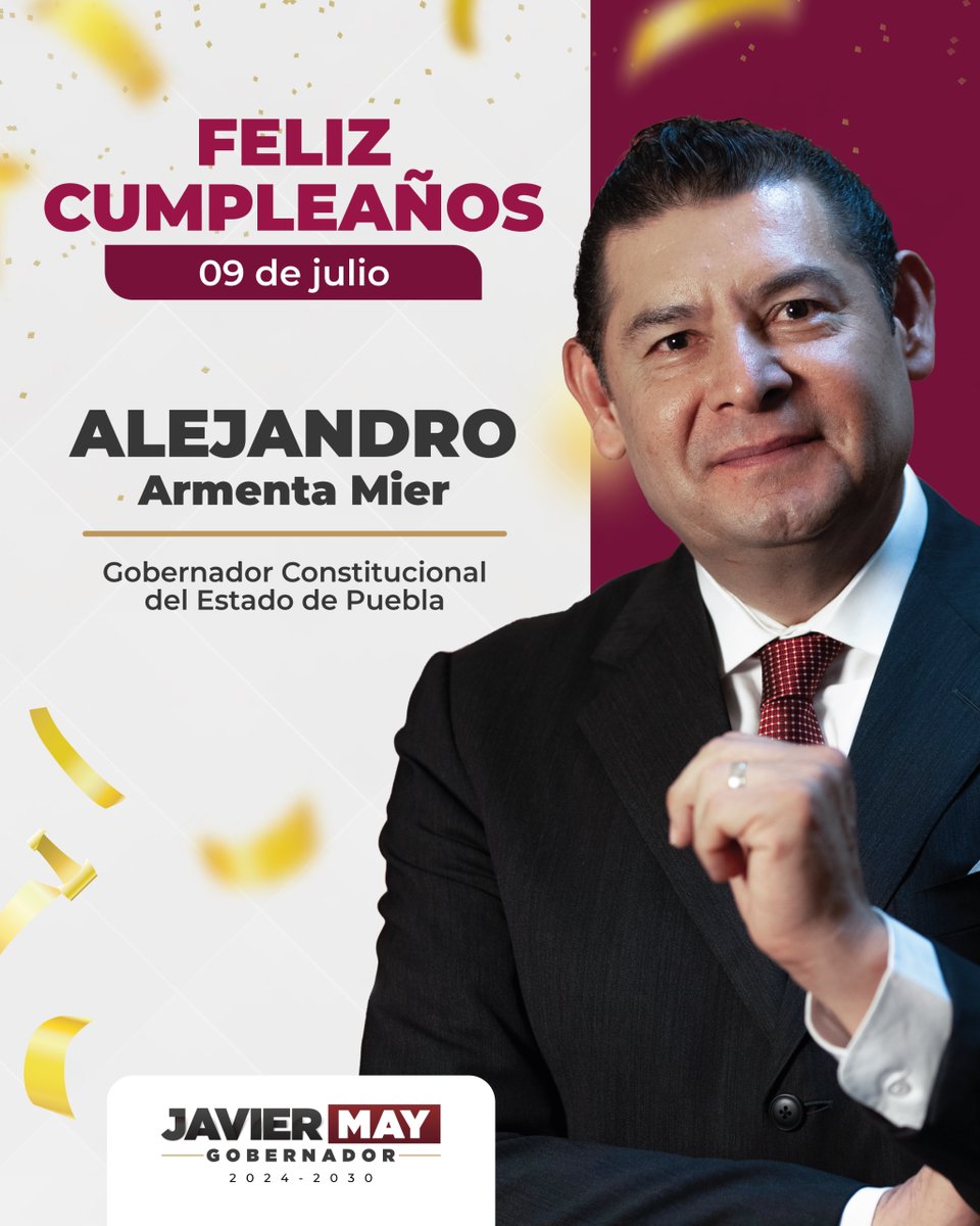 TabascoJavier's tweet photo. A nuestro compañero y amigo Alejandro @armentapuebla_, Gobernador del Estado de Puebla, queremos desearle un ¡Feliz cumpleaños! Que esta vuelta al calendario le siga sumando bienestar y éxito, en beneficio de las y los poblanos. https://t.co/wi06wBUQji