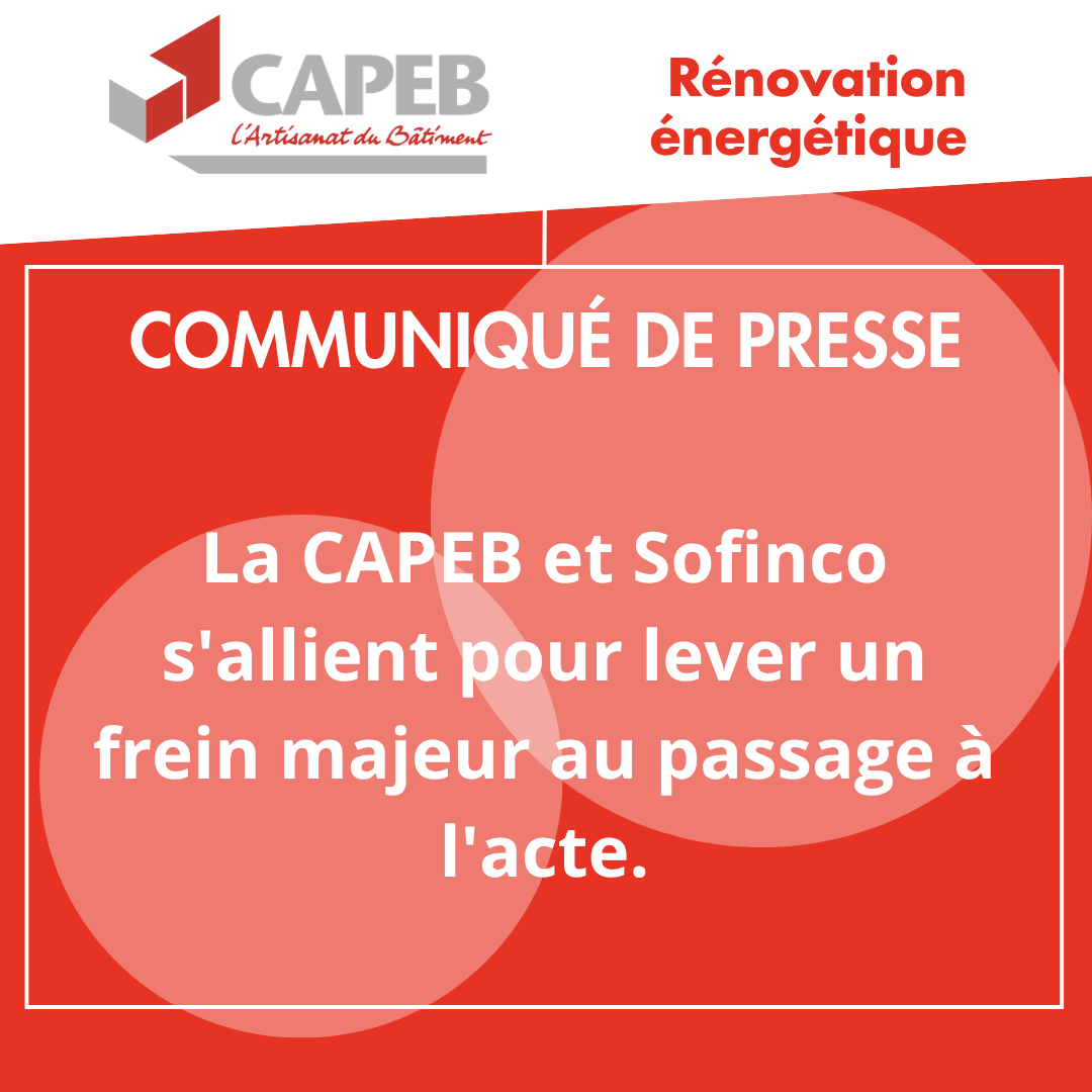capeb_fr's tweet photo. 🔔 Rénovation énergétique : la CAPEB et @credit_sofinco  s'allient pour lever un frein majeur au passage à l'acte.
 
Dans un contexte où le financement reste l'un des principaux obstacles à la réalisation des travaux de rénovation énergétique, la CAPEB s'associe à Sofinco (@CreditAgricole ) pour apporter des solutions concrètes aux artisans du bâtiment et à leurs clients.
 
🎯 Objectif : transformer les projets de rénovation en chantiers concrets, grâce à trois leviers complémentaires :
 
✅ L'avance de trésorerie des aides MaPrimeRénov'**, pour répondre aux difficultés rencontrées par les entreprises artisanales face aux délais de versement des aides publiques et sécuriser leur activité.
 
✅ Le prêt affecté, une solution de financement dédiée aux travaux, qui accompagne les ménages dans la concrétisation de leur projet tout en sécurisant le paiement des artisans.
 
✅ Un accompagnement de proximité, assuré par les équipes régionales de Sofinco, pour informer et former les artisans aux solutions de financement, afin qu'ils puissent mieux accompagner leurs clients dans un contexte où un chantier sur deux est abandonné faute de financement.
 
La CAPEB agit aux côtés des artisans pour lever les freins qui empêchent les ménages de rénover leur logement et donner aux entreprises les moyens de développer leur activité dans un cadre sécurisé : « En donnant à nos artisans les moyens de mieux informer leurs clients sur le financement des travaux, nous levons un frein très concret à la rénovation énergétique. Les entreprises artisanales sont au plus près des ménages et des territoires : elles doivent pouvoir s'appuyer sur des outils simples, fiables et conformes pour transformer davantage de projets en chantiers. » Jean-Christophe Répon, Président de la CAPEB
 
Découvrez notre communiqué de presse : https://t.co/SqCa9b2mRt