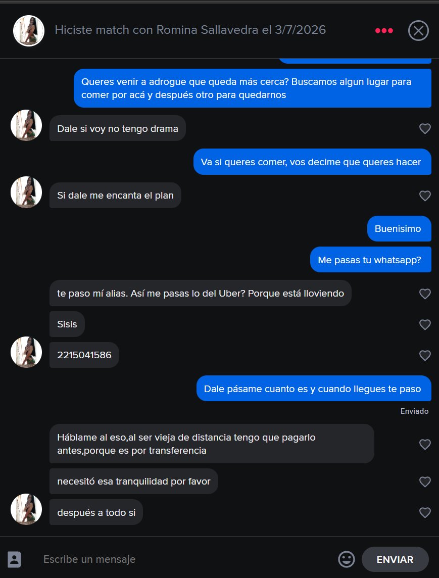 CasiCoreana's tweet photo. estafadora kuka ABRO HILO:

Esto es de un match de tinder de mi mejor amigo que detecto raudamente que se trataba de una estafiña y decidi tomar riendas en el asunto y boludearla un poquito mientras Haaland goleaba a Brasil:

Todo comenzo cuando mi mejor amigo matchea con esta criaturita del señor, palabras van palabras vienen hablan de juntarse y la señora en cuestion le pide que porque EL TRAYECTO ES MUY LARGO (?? el uber tiene que pagarlo si o si con tarjeta por ende quiere una transferencia