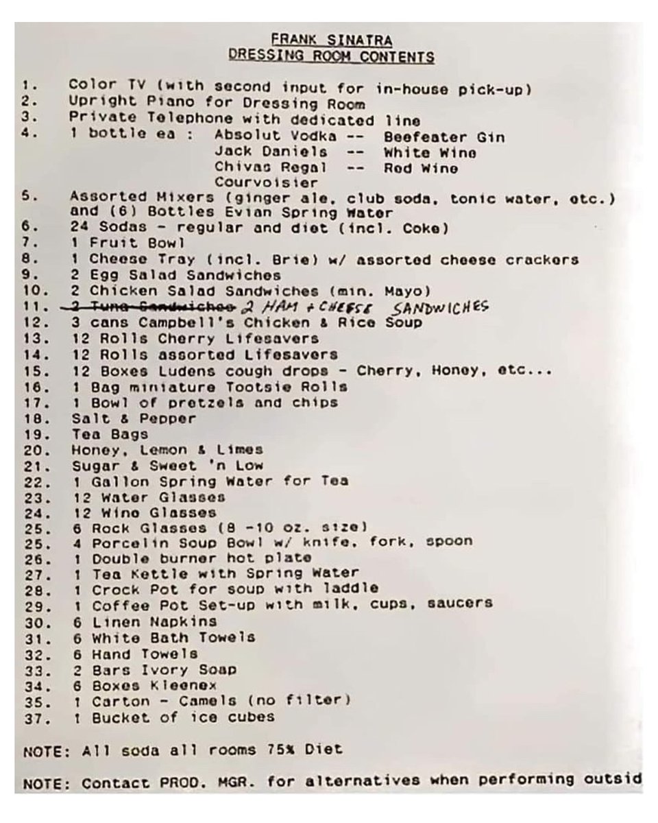 thethe's tweet photo. Someone recently sent us Frank Sinatra’s tour rider.

Needless to say, times have changed.

Swipe to compare Sinatra’s dressing room demands with THE THE’s Ensouled tour rider from 2025.

#thethe #mattjohnson #mattjohnsonthethe #franksinatra https://t.co/VHvlLrZFMv