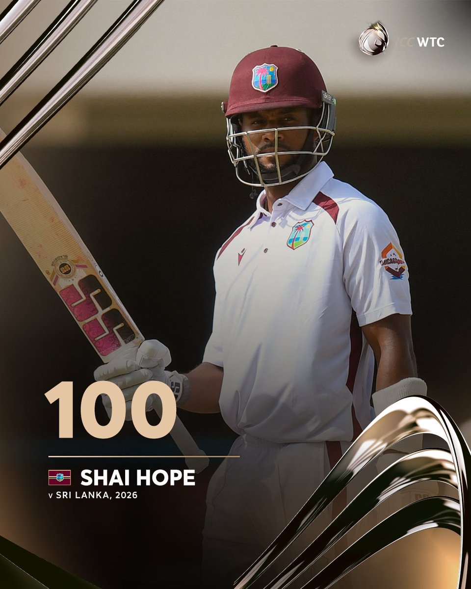 ICC's tweet photo. Twin tons for Justin Greaves and Shai Hope as West Indies pile on the runs 💪

#WTC27 | 📝: https://t.co/uWRwZgvBIw https://t.co/nVHUv95FzJ