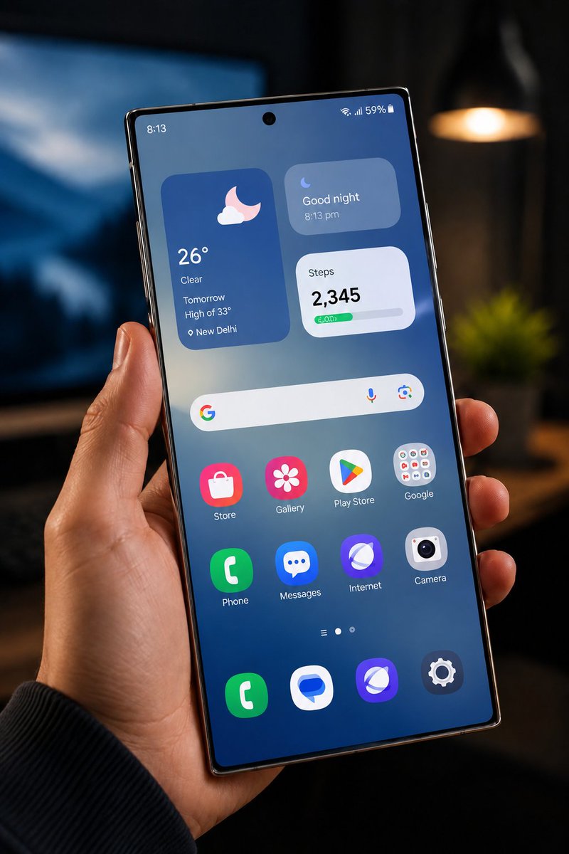 wigebox's tweet photo. From stock ➜ standout.

No launcher.
Just Samsung One UI. 💙 https://t.co/W91zHtF1jb