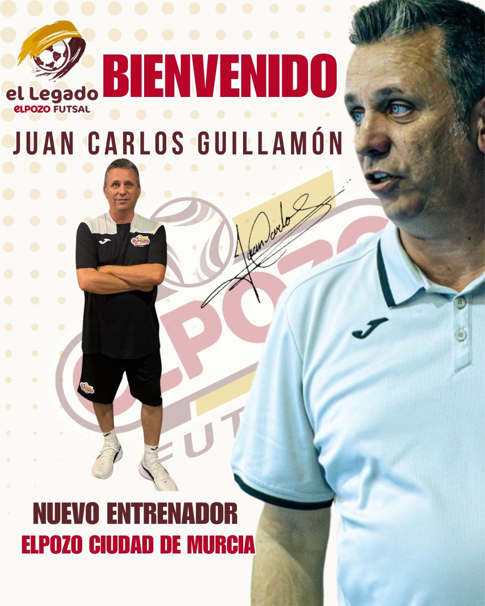 ElLegadoElPozo's tweet photo. 📣 OFICIAL | Juan Carlos Guillamón es el nuevo entrenador de ElPozo Ciudad de Murcia para la temporada 2026/27 en Segunda División.

Experiencia, liderazgo y una amplia trayectoria en el fútbol sala nacional para dirigir nuestro nuevo proyecto.

¡Bienvenido, Juan Carlos! https://t.co/wLXpbIr7zv