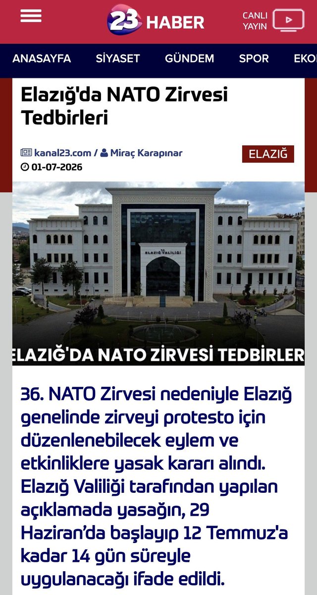 Hamdulah_ER's tweet photo. Brüksel’deki NATO Karargâhı önünde protesto gösterileri düzenlenebilirken, Ankara’ya 784 KM mesafede bulunan Elazığ’da dahi, valilik tarafından zirveyi protesto etmek için düzenlenebilecek etkinliklere yasak kararı alınması, büyük bir garabettir. https://t.co/AzWoYn10OZ