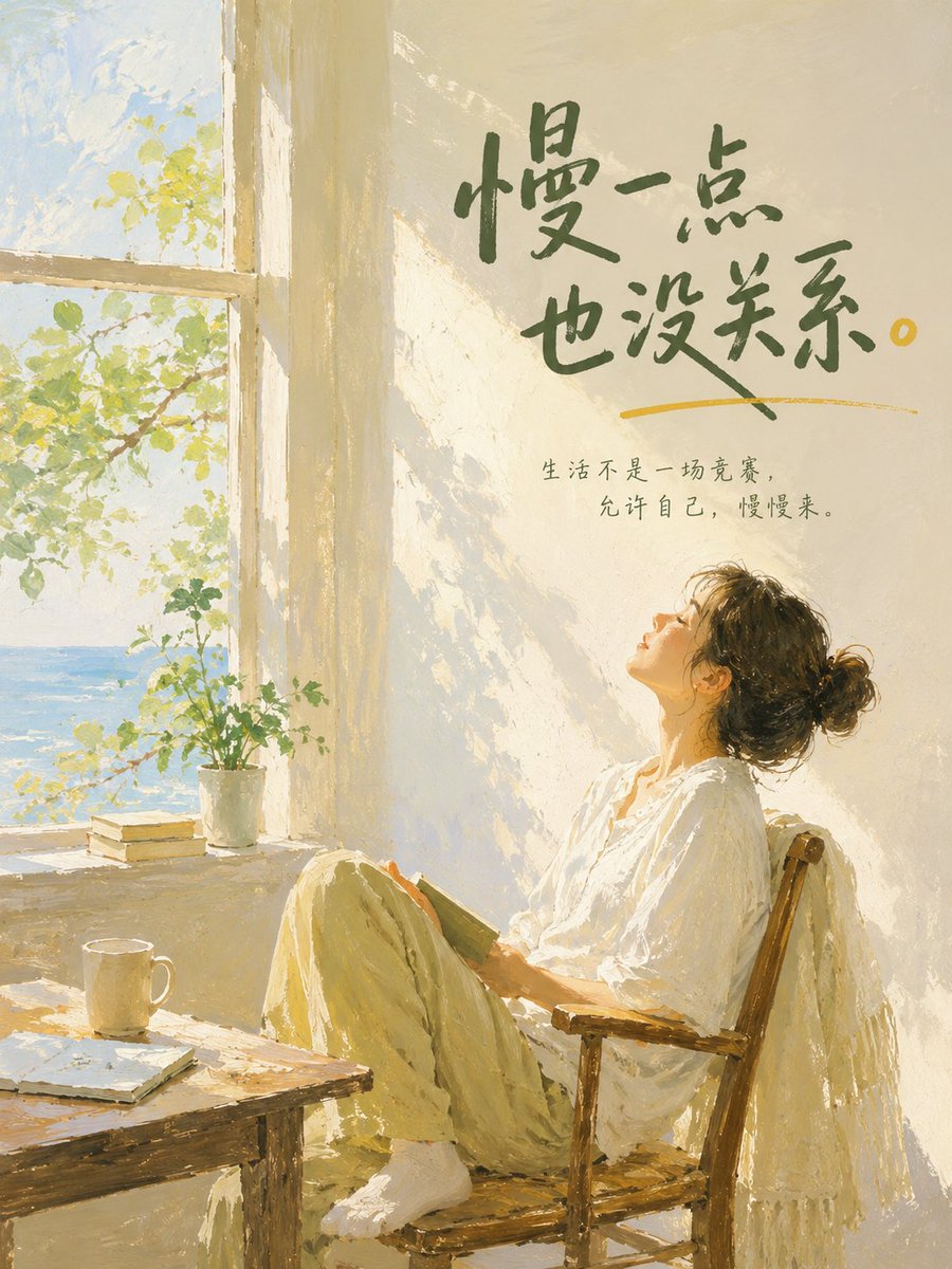 binwenyu1's tweet photo. Testing a new prompt structure for Xiaohongshu cover design.

The goal is simple:
make the title the strongest visual focus, while keeping the original image style, mood, texture and composition.
This one is inspired by bright hand-painted oil poster aesthetics —
sunlight, ocean blue, thick brushstrokes, soft summer emotion.

Key prompt logic:
clear title hierarchy
style-matched typography
optional designed text panel
natural background blur
no cheap poster feeling
A reusable cover prompt system is coming.

#AIGC #AIArt #PromptEngineering #ChatGPTImage #DesignPrompt #XiaohongshuCover