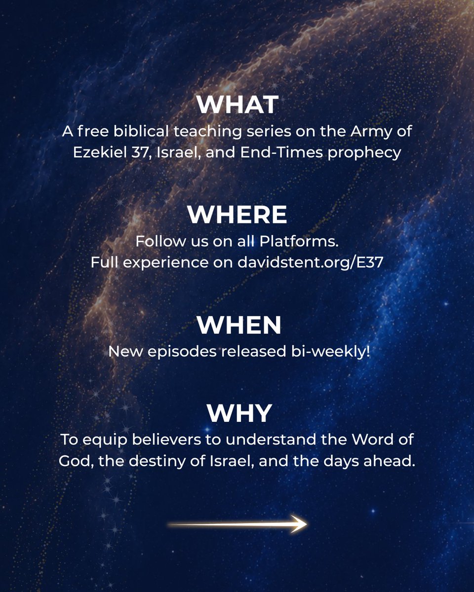 davidstent_ISRL's tweet photo. E37 stands for Ezekiel 37 — the chapter where the prophet Ezekiel sees a valley full of dry bones come to life and become an Exceedingly Great Army.

This is not just ancient history. God’s covenant promises to Israel are unfolding in our generation. https://t.co/ije3lRCXyF