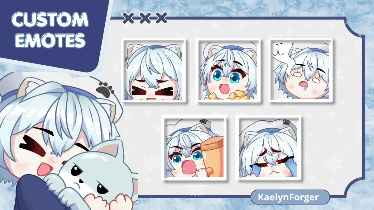 KaeLynForger's tweet photo. ✨ JULY RAFFLE TIME! ✨ 
Win a bundle of 6 adorable EMOTES ready to animated for your VTuber or OC! 

How to enter: 
• Follow 
• Like + RT 
• Drop your OC 

Ends July 9th! Good luck everyone!  
#artraffle #raffle #artgiveaway https://t.co/l94HwAlomB
