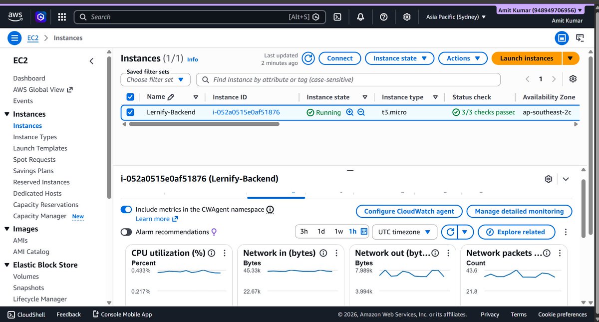 AmitPra46489018's tweet photo. 🚀 Successfully deployed Lernify on AWS!
⚡ AWS EC2 | AWS Amplify | Nginx | PM2 | MongoDB Atlas | SSL
Excited to keep building and learning. 💙
#AWS #MERN #ReactJS #NodeJS #CloudComputing #FullStackDeveloper @awscloud @AWSCloudIndia @AWS_Edu @AWS https://t.co/qMvf4PyWQE