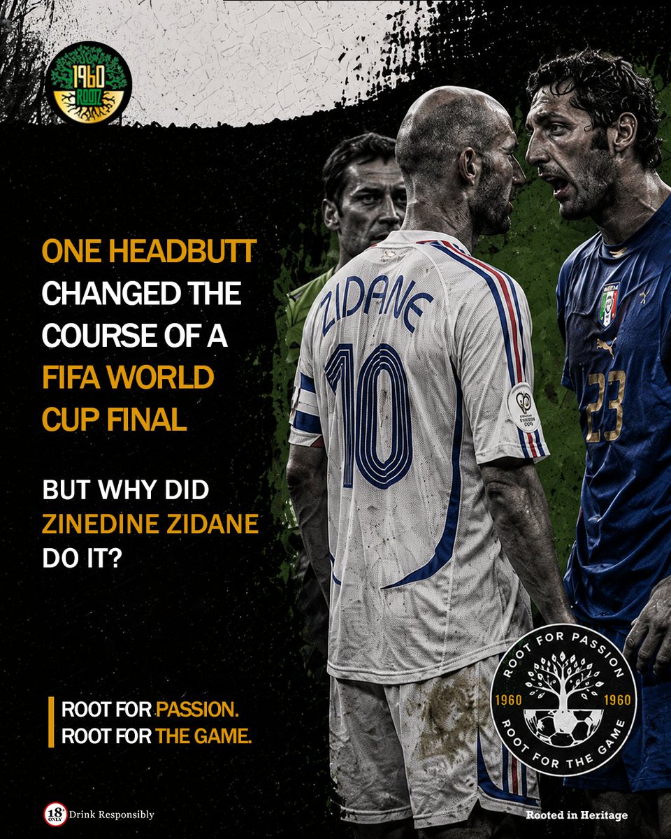 1960_Rootz's tweet photo. One headbutt led to Zidane eliminated from the 2006 #WorldCup but who was really at fault?

Was the headbutt enough payment for what Materazi said or should Zidane have exercised self control?

Let’s get to the root of it! Tell us what you think.

#1960Rootz #TheGameIsInOurRootz https://t.co/SELh62A6vp