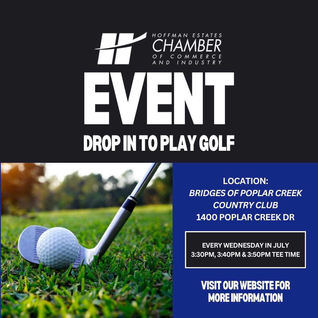 HEChamber's tweet photo. Tee times are available every Wednesday in July. Spots are limited, so be sure to reserve yours early.

#HoffmanEstatesChamber #GolfNetworking #BusinessConnections #ChamberEvents #NetworkingOpportunity https://t.co/RdwUaT3e0C