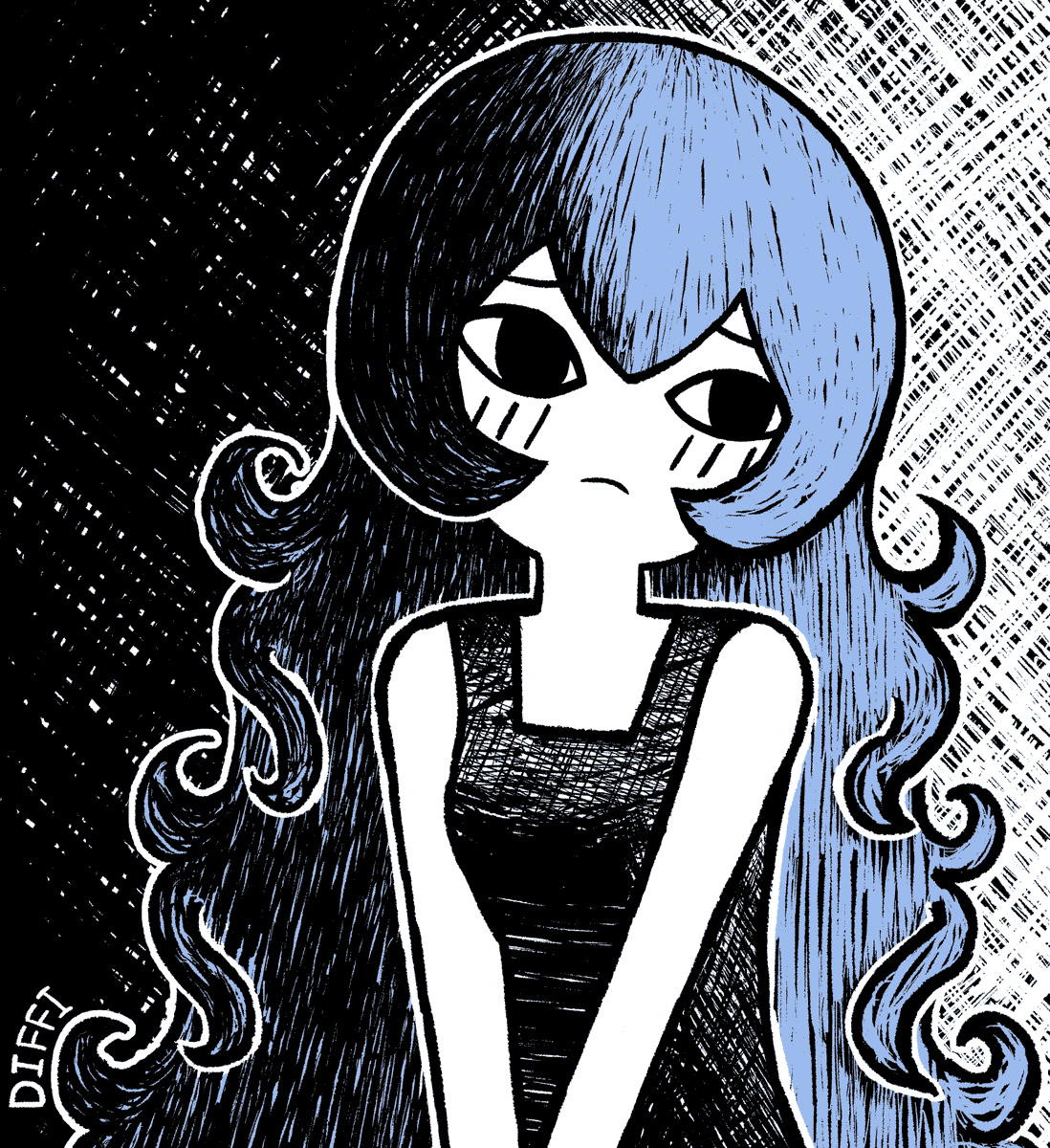 Thatisdiffi's tweet photo. "The Deeply Contemplative Blue-Haired Witch" https://t.co/hs7nkIgubF