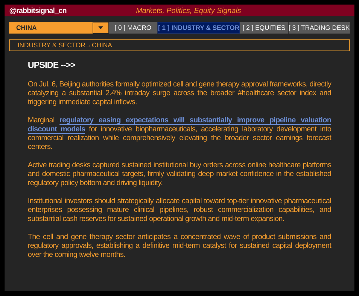 rabbitsignal_cn's tweet photo. BEIJING OPTIMIZES CELL THERAPY APPROVALS—SECTOR SURGES 2.4%
#CHINA #HEALTHCARE #BIOTECH #CELLGENETHERAPY #STOCKMARKET #BREAKING #MARKETS https://t.co/3z34tk5VTi
