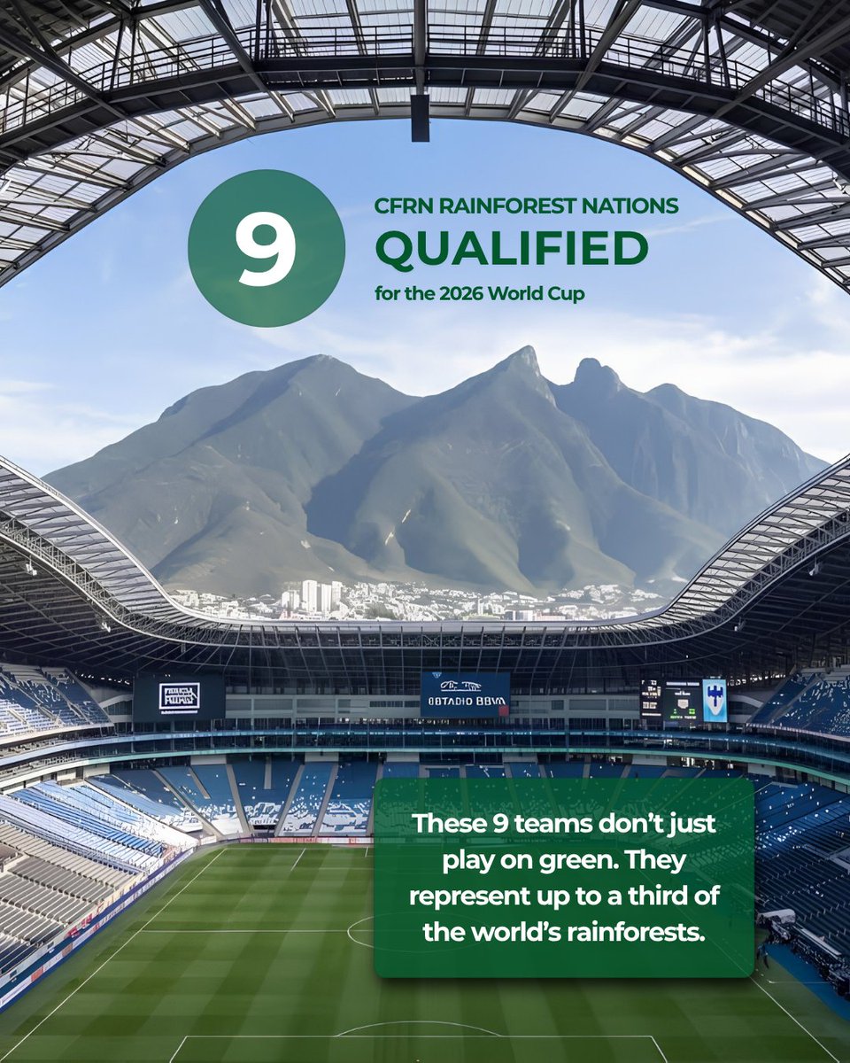CfRN_org's tweet photo. ⚽🌳 As the World Cup enters the knockout stages, we’re celebrating the 9 CfRN member countries that qualified for the tournament.

Some are still competing, others have exited, but all are home to forests that help stabilize our climate.
#WorldCup2026 #Rainforests #REDDplus https://t.co/25mSdpcMIO