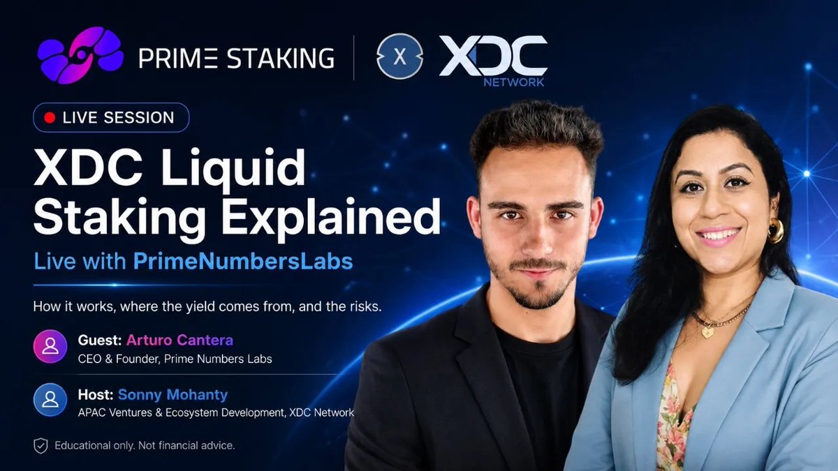NeuralNodex's tweet photo. Curious about XDC Liquid Staking?

Learn how it works, where the yield comes from, and the key risks every staker should understand with insights from @PrimeNumbersFi  &amp; @XDCNetwork.

🎥Watch now: https://t.co/QdW3jwpgOw #XDC #Blockchain #LiquidStaking #DeFi #CryptoEducation https://t.co/8Y4QbRBy5A