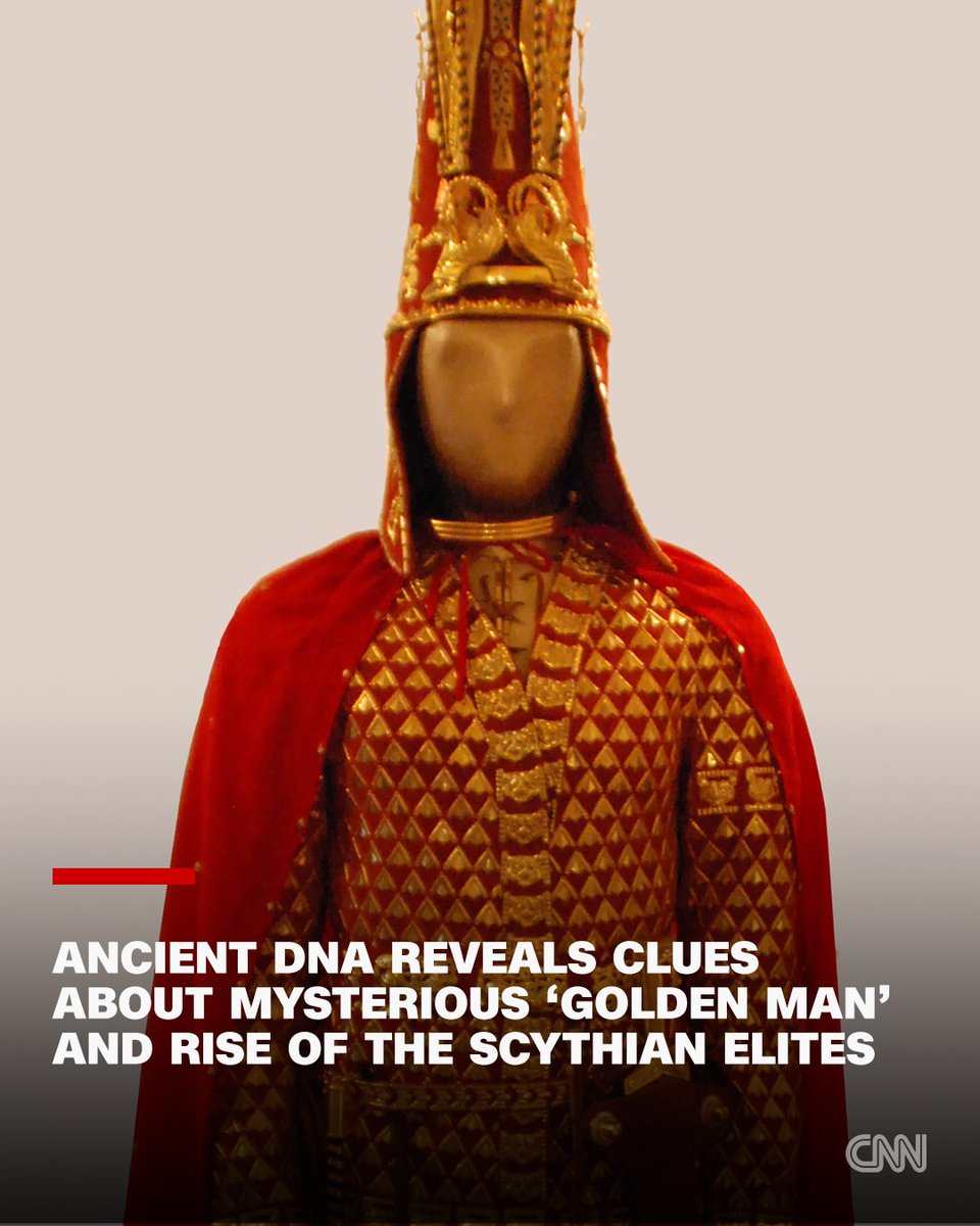 CNN's tweet photo. Genetic analysis shows for the first time that upper-class Nomadic warriors such as the Golden Man inherited their lofty status and shared power with their relatives, creating a level of social stratification that was absent in the Eurasian Steppe during the earlier Bronze Age. https://t.co/MvcXPyP2tV