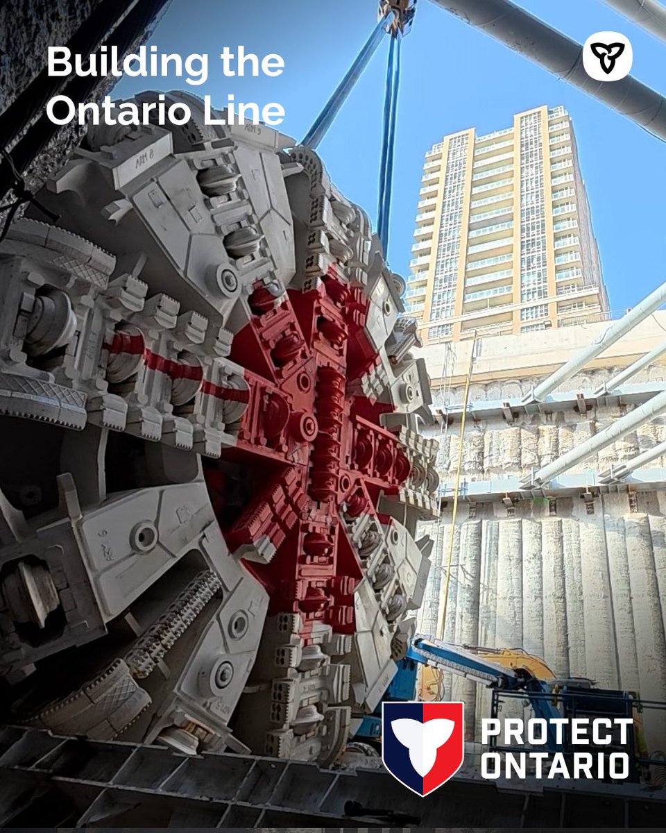 ONtransport's tweet photo. (1/2) The second Ontario Line tunnel boring machine, named Corkie, is about to start tunnelling from the launch shaft near Exhibition Station

The new line will bring 227,500 more people within walking distance of rapid transit, resulting in 28,000 fewer car trips every day. https://t.co/t4I7VKgrVi