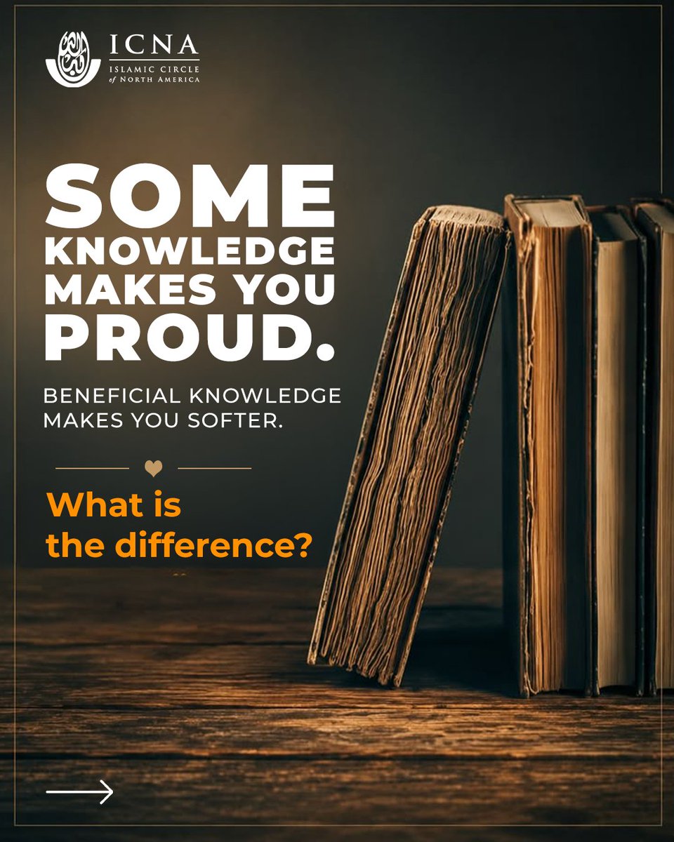 icna's tweet photo. In Islam, knowledge is not meant to make us feel above others. It is meant to make us more humble before Allah (SWT), more careful with our words, and more sincere in our actions.

Beneficial knowledge softens how we speak, changes how we treat people, and reminds us to live what we learn.

May Allah (SWT) grant us knowledge that benefits us, hearts that are humble, and actions that are sincere.

What is one thing you have learned that changed the way you live?

#IslamicEducation #SeekKnowledge #ICNA #Learning #Faith