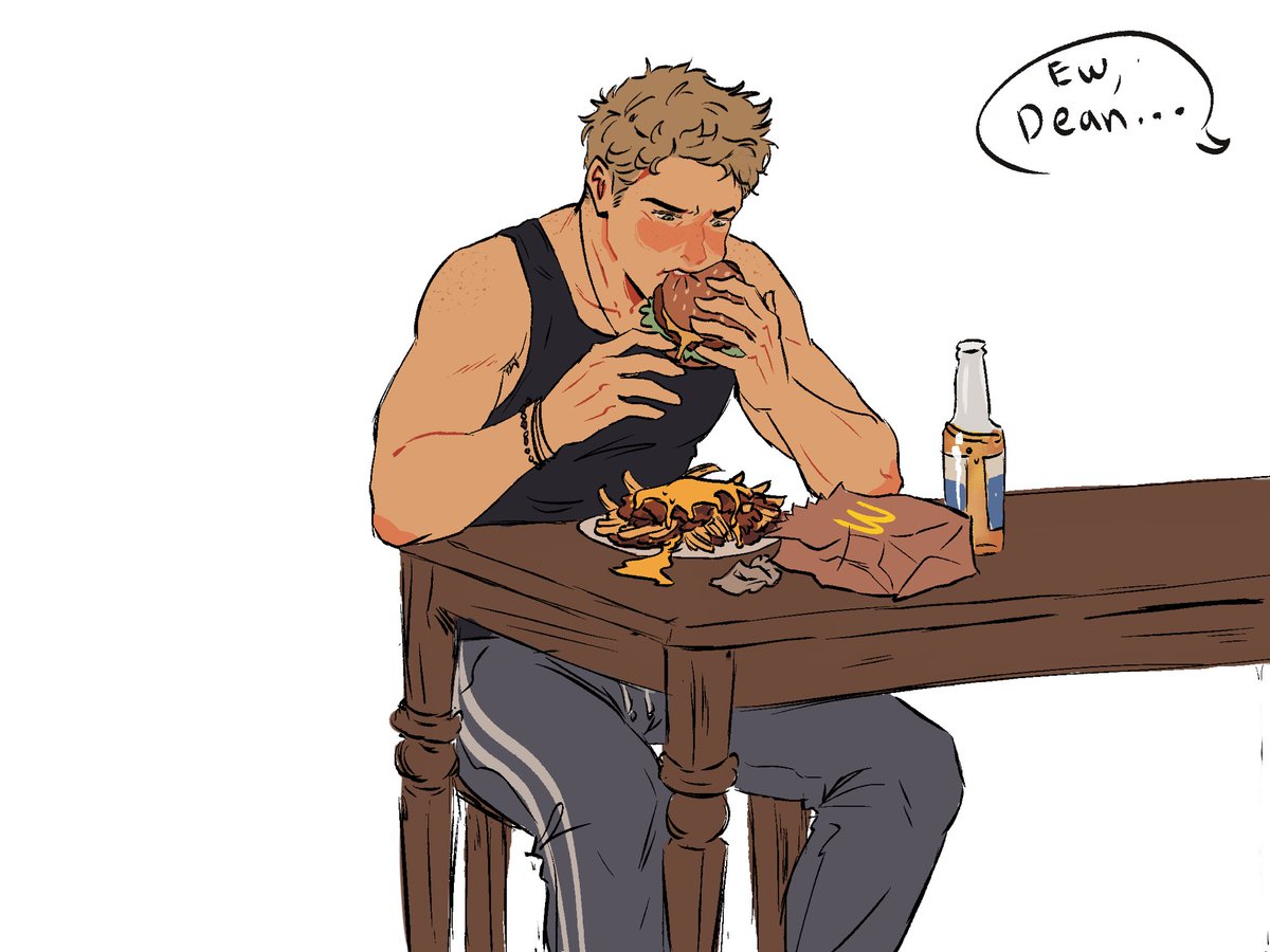 rabidcorvid's tweet photo. meanwhile Dean Winchester eating this order https://t.co/8nWWNIoEKq