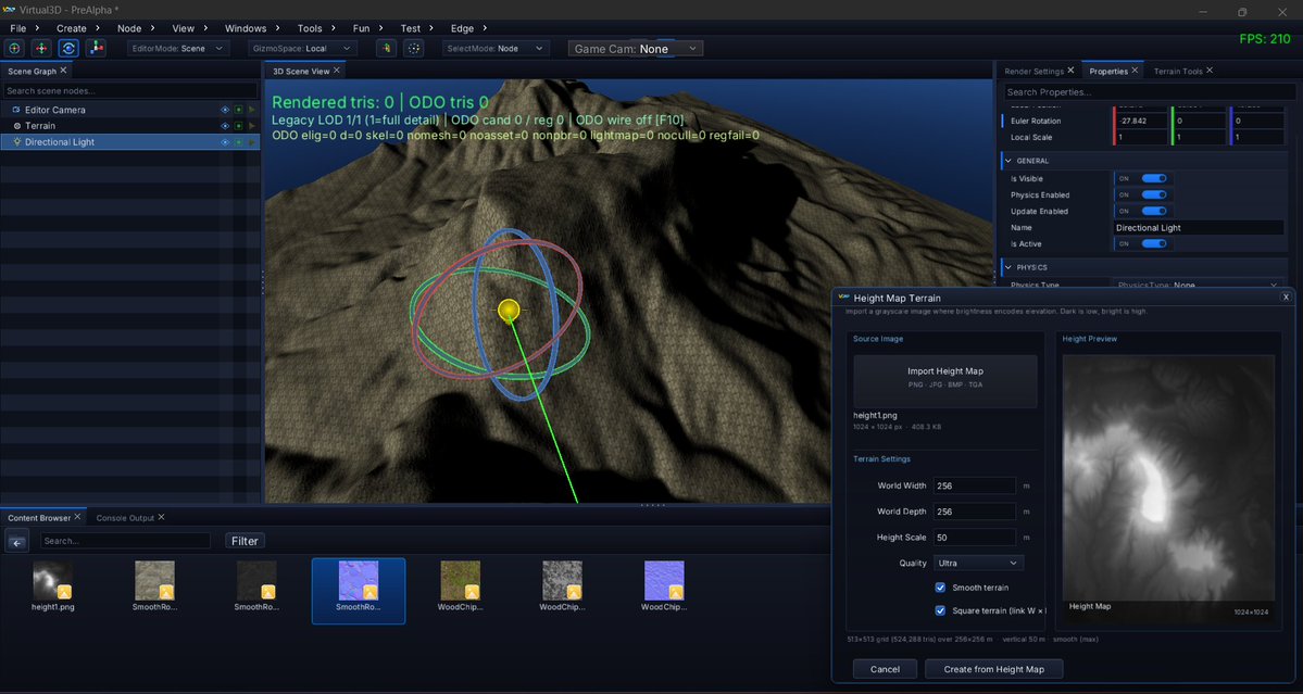 StarSignalDev's tweet photo. Adding quality settings and in-engine smoothing. This is the same terrain height map as previous images, but now all the blockiness is alot less. #gamedev #indiedev #virtual3D https://t.co/R67Cy9TBuI