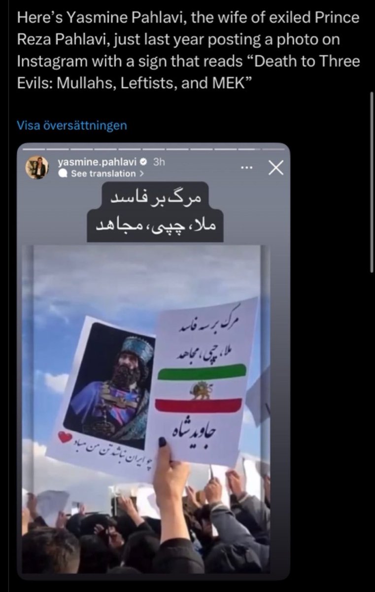 Mili10601770's tweet photo. @AdvanOosten You should ask Pahlavi about the murder of his opponent Masood Masjoody committed by his followers. You should also ask him why his wife espouses slogans about killing his opponents in the left and the MEK. How are Iranians to trust he will ensure free speech in future Iran? https://t.co/HjPxg8XyU2