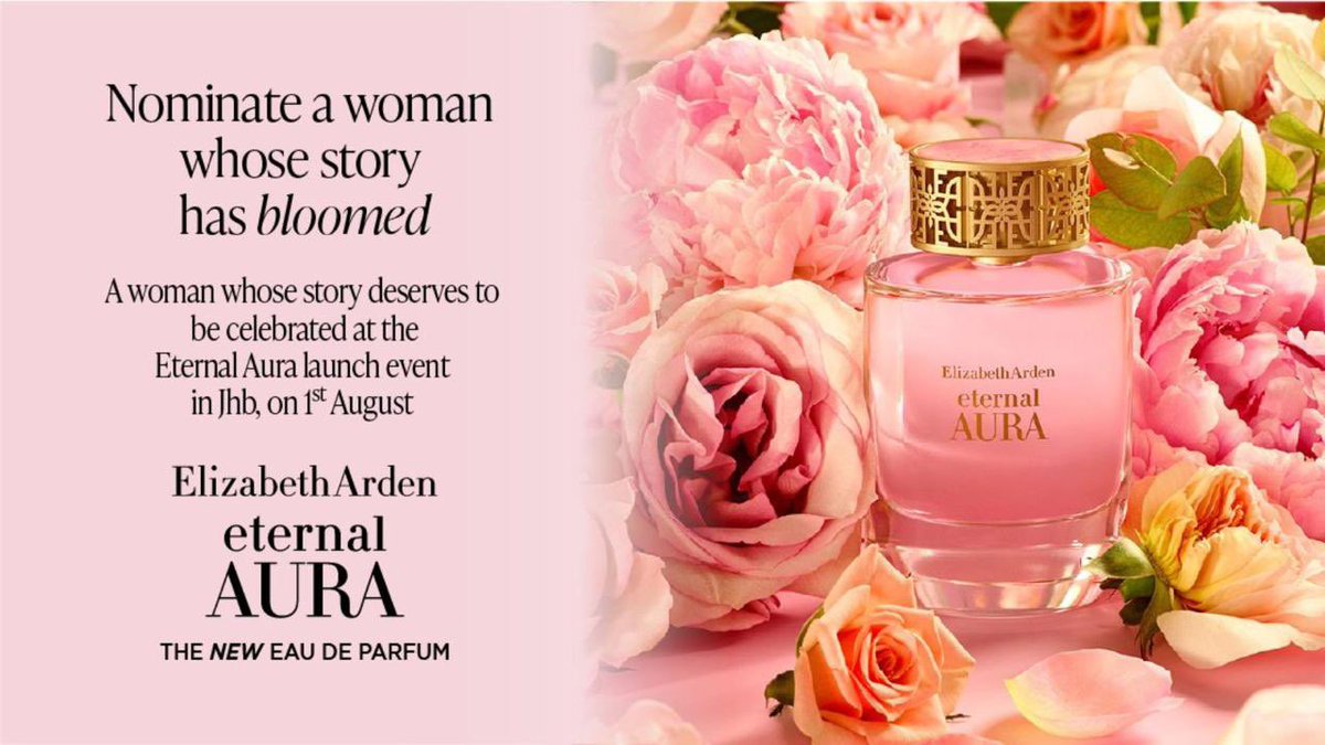 GLAMOUR_sa's tweet photo. 🌸 Celebrate the launch of Elizabeth Arden Eternal Aura EDP with the #LetYourAuraBloom campaign.

Nominate a remarkable woman who inspires you for a chance to attend an exclusive Elizabeth Arden event in Johannesburg.

Nominations are open from 6–19 July.

https://t.co/JZLYqkmVgC https://t.co/r0EVpkvY14