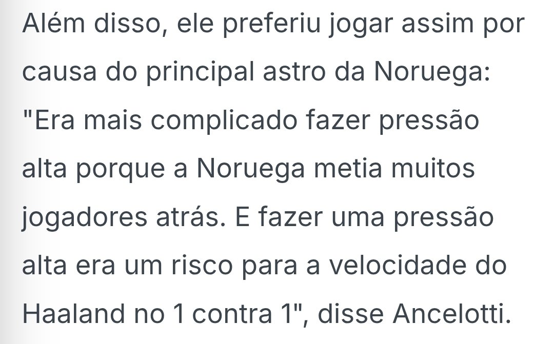 allandsbrito's tweet photo. Ancelotti até explicou por que o time recuava tanto: queria anular o Haaland. O problema é que o time não apertava. A Noruega chegava perto da área sem ser incomodada. Uma hora o Haaland seria acionado. E ele não precisa de muitas chances. https://t.co/uC49EKeFN2