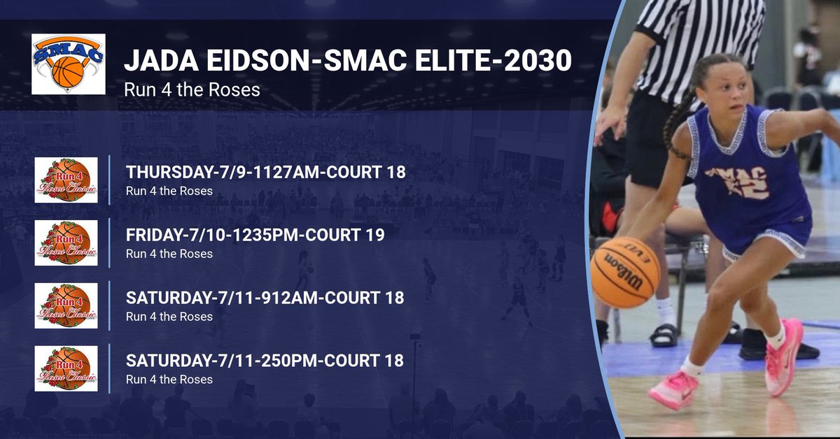 Magshoopsters's tweet photo. 🚨🚨Check out Jada Eidson this week at @TFNsRun4Roses!!  Good Luck Jada!!  @SMACBasketball @SMACELITE #MagsProud https://t.co/JTpi9UZJ1I