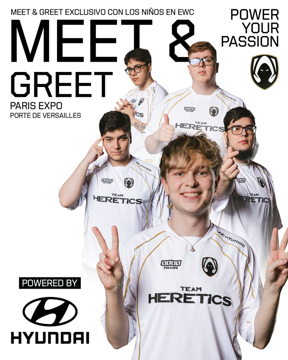 TeamHeretics's tweet photo. CONOCE A LOS NIÑOS EN PARÍS 🤝

Gracias a @HyundaiEsp, algunos de vosotros tendréis la suerte de conocer al equipo en nuestro stand de la EWC.

Inscríbete a través del formulario en la respuesta ⤵️

#VamosHeretics | #EWC26 | #PowerYourPassion https://t.co/ejfPkggcYN