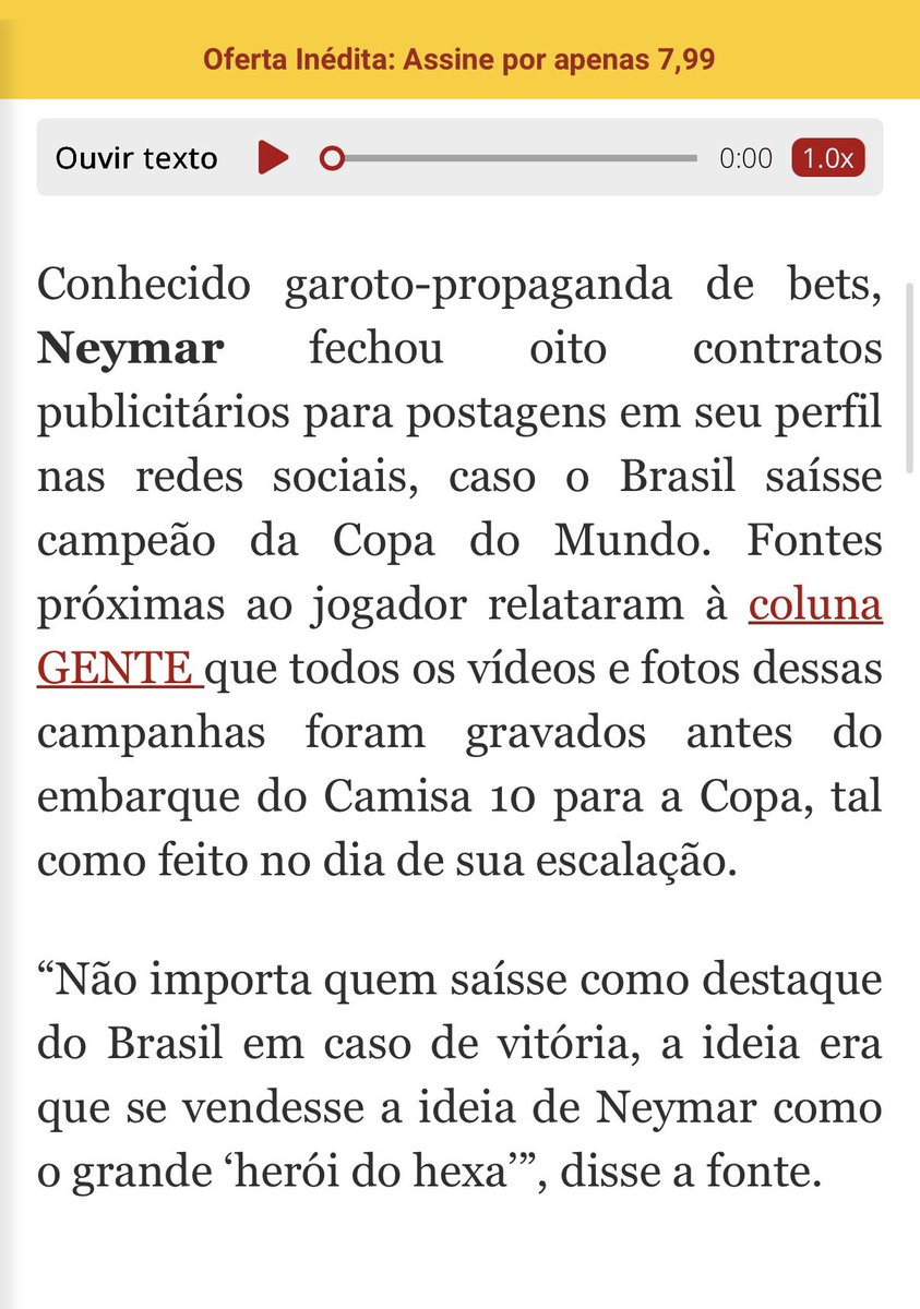 vaidesmaiar's tweet photo. “Não importa quem saísse como destaque do Brasil em caso de vitória, a ideia era que se vendesse a ideia de Neymar como o grande ‘herói do hexa’”, disse a fonte.” https://t.co/zgSdfdVlg1