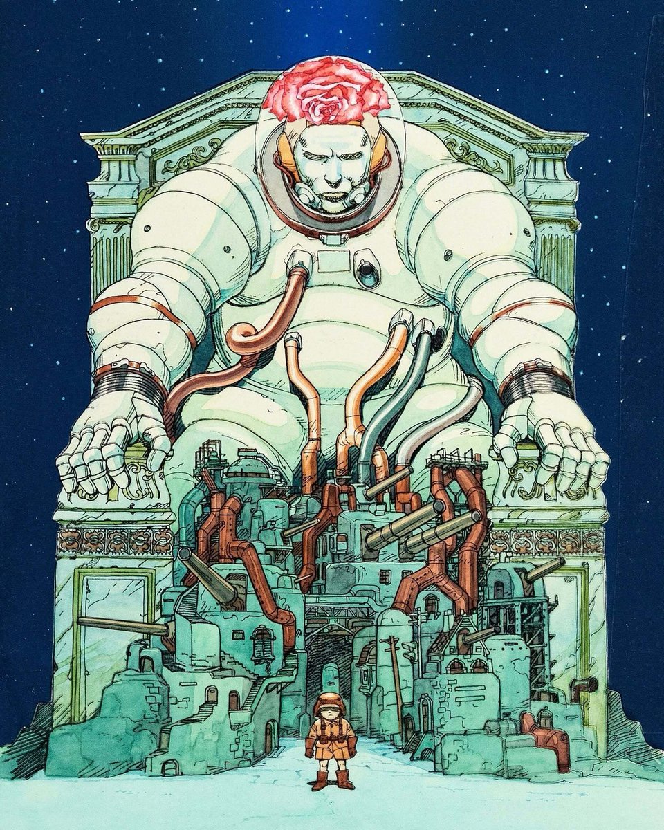 90sPiictures's tweet photo. Loving this vintage sci-fi artwork by Akira creator Katsuhiro Otomo for 1995 sci-fi anime anthology film Memories https://t.co/4LNcl4UUez