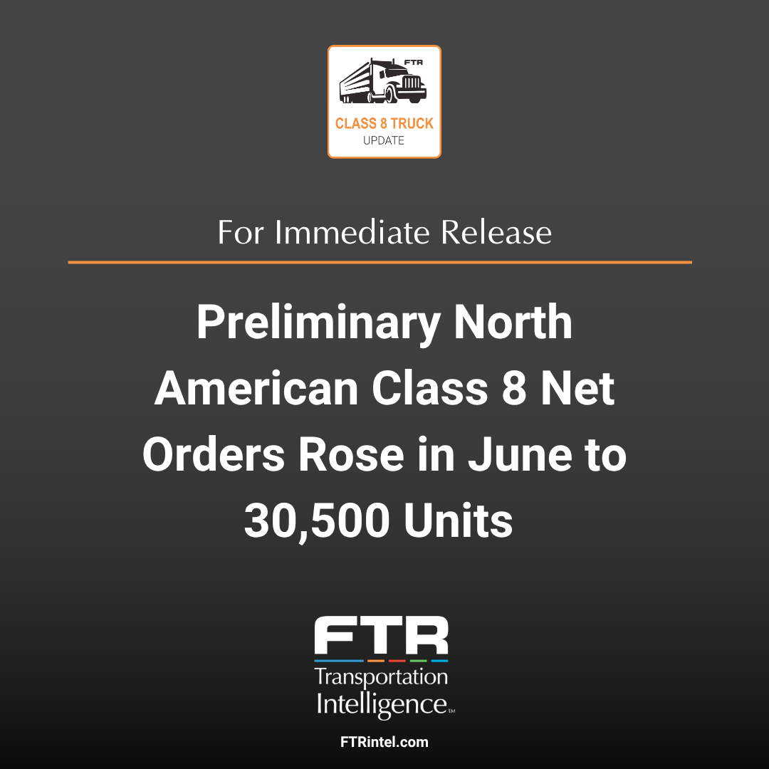 FTRintel's tweet photo. Preliminary North American #Class8 net orders climbed to 30,500 units in June—up 16% m/m and 241% y/y. With 2026 build slots nearly full, attention is shifting to OEM capacity, EPA 2027 rules, tariffs, and USMCA uncertainty.
Read full analysis https://t.co/z5K90QpLRO
#Trucking https://t.co/KToTwgHhoz