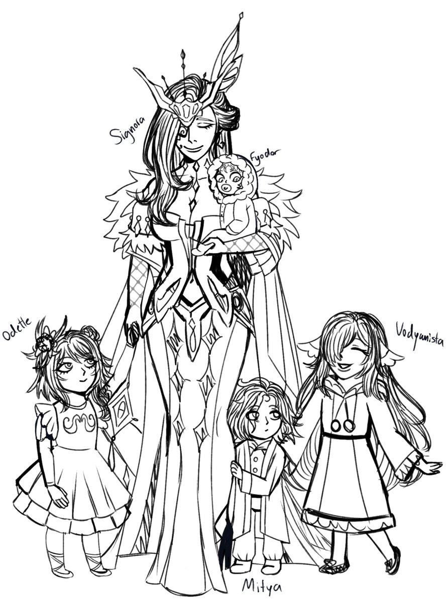 artist1c_aRe0u's tweet photo. Doodle of Signora spending time with her kiddos 🥰
#Genshinimpact #signora #doodle https://t.co/PfoJn0pAtO