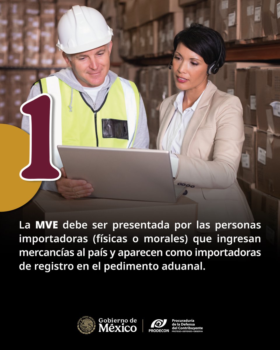 ProdeconMexico's tweet photo. 🔎 #PRODEdato

📦✨ A través de la Manifestación de Valor Electrónica (MVE), las personas que son importadoras reportarán la información necesaria para acreditar el valor de las mercancías que ingresan al país. 🚢✈️

📅 La MVE entrará en vigor el 1 de agosto de 2026 y será obligatoria en México.

¿Tienes dudas sobre este trámite?

Acércate a #PRODECON 🤝

📍 Acude a tu oficina más cercana 👉 https://t.co/wjLMMsTeeT 

📞 Llámanos: CDMX: 55 1205 9000 
Interior de la República: 800 611 0190

💬 Chatea en línea con un asesor ➡️ https://t.co/FtUR3rcX7X
 
📩 Escríbenos ➡️ atencionalcontribuyente@prodecon.gob.mx 

🤖 PRODEBOT ➡️ https://t.co/1nG6x9sqDA

#PorTiEstamosAquí