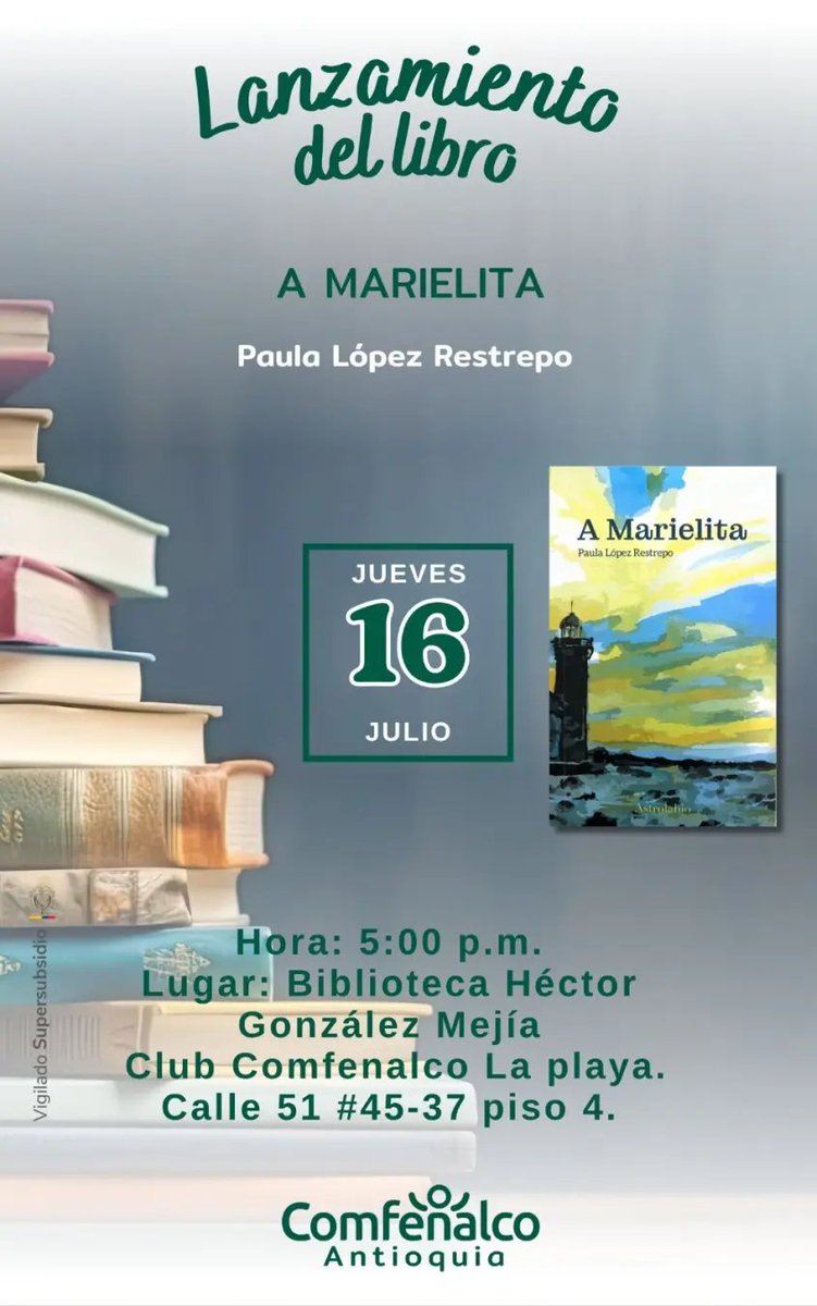 infolocalcomfe's tweet photo. 📚 A Marielita, de Paula López Restrepo, llega a Medellín. Acompaña el lanzamiento de esta novela sobre la rutina, las emociones y el autoconocimiento. 📖 ¡Te esperamos! #AgéndaT con #Infolocal hoy 5pm 👉
https://t.co/8WcSrFiMKG
#AgendaMedellín #EventosMedellín #ParcheMedellín https://t.co/uVGBPGQWLS