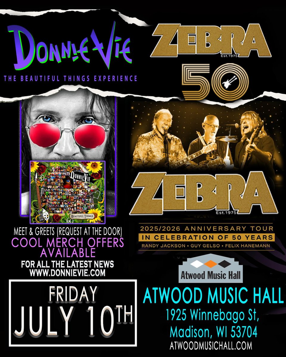 wickedcool_nyc's tweet photo. THIS FRIDAY! Don't miss Donnie Vie in Madison, WI on the Zebra 50 - 2026 Anniversary Tour! Get tickets now: https://t.co/uFhn0XdGel https://t.co/CwDzYUUPkw