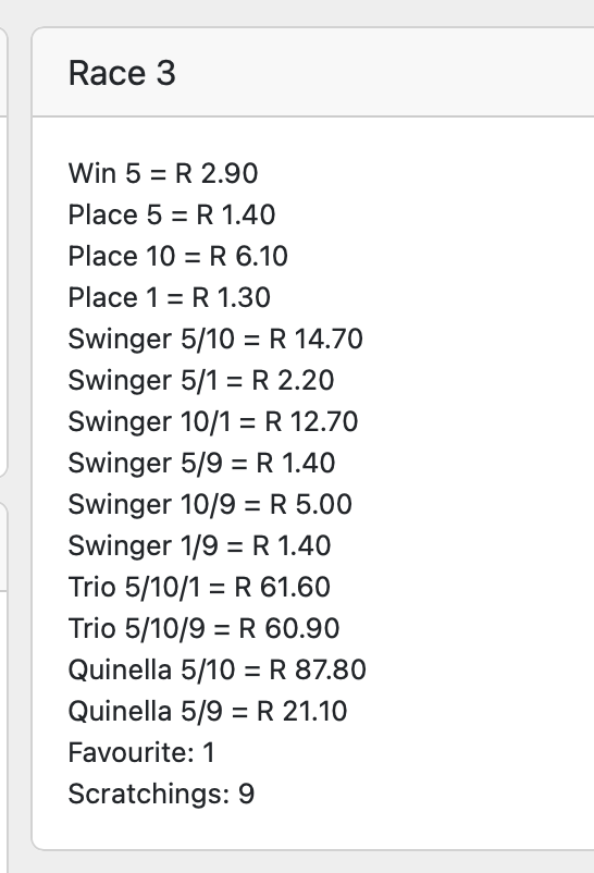 4gotchazn's tweet photo. @TabgoldApp @TabSouthAfrica 
The reason why most of us are not playing with Tab or for that matter South African racing. Your dividends are never the same...Look at race 3 France Clairfontaine https://t.co/Q8mC9irUJk