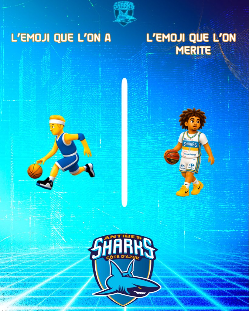 AntibesSharks's tweet photo. 𝐄𝐦𝐨𝐣𝐢𝐬 𝐯𝐚𝐥𝐢𝐝𝐞́𝐬 ? 😎
📲 La trend des émojis à la sauce Sharks, ça donne ça 😅
(On milite fort pour la création d’un vrai emoji de Gaby 🌪️)
#GoSharks #TechForBasketball
.
.
.
#emoji #emojis #trend https://t.co/KaJRl0K7pc