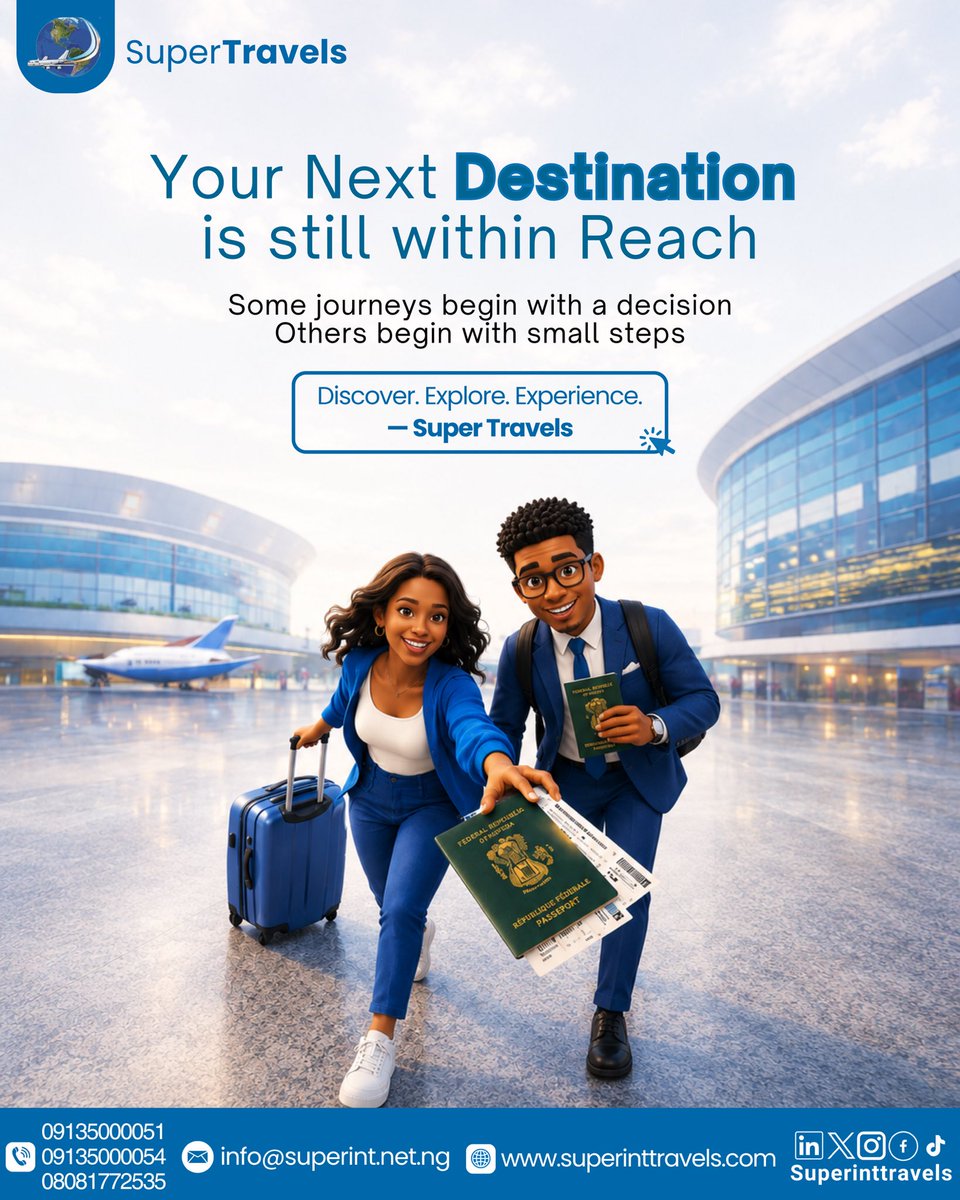 SuperIntTravels's tweet photo. Not every journey begins with takeoff.

Some begin with a decision.
Some begin with a plan.
And some begin with small, intentional steps.

No matter how far the destination feels, progress is still progress.

Your next adventure may be closer than you think. ✈️🌍 https://t.co/d79gH0wLfI