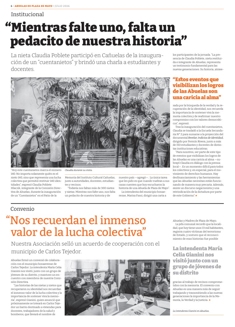 abuelasdifusion's tweet photo. 🗞️ ¡Salió el nuevo mensuario de #Abuelas! Se agradece su difusión.

👉https://t.co/YMM0mIiLvf https://t.co/uwcrYosz0Z
