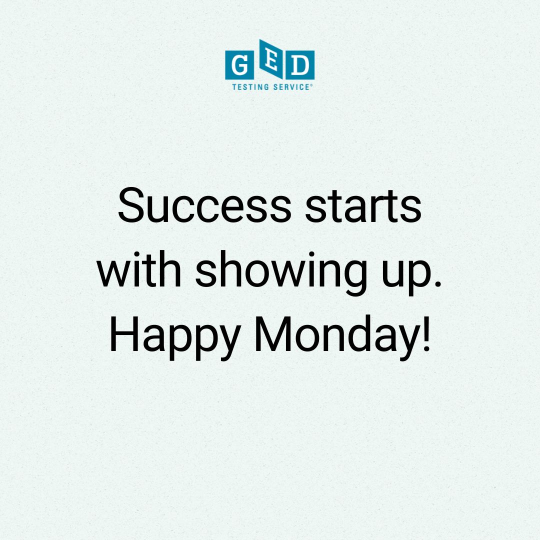 GEDTesting's tweet photo. New week. New goals. New opportunities. Every step you take this week brings you closer to earning your GED. You've got this! 💙📚 https://t.co/mLLbWQIr9S