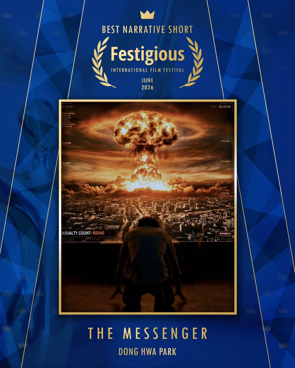 aightcreat86892's tweet photo. THE MESSENGER 🏆
Best Narrative Short — Winner
Festigious International Film Festival · June 2026
'The Messenger' has been selected as the Best Narrative Short
winner at Festigious International Film Festival.
Thank you @festigious 🙏
—
#Festigious #BestNarrativeShort #Winner https://t.co/hozL7mDV6H